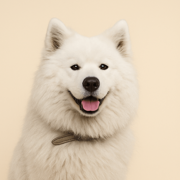 White dog smiling