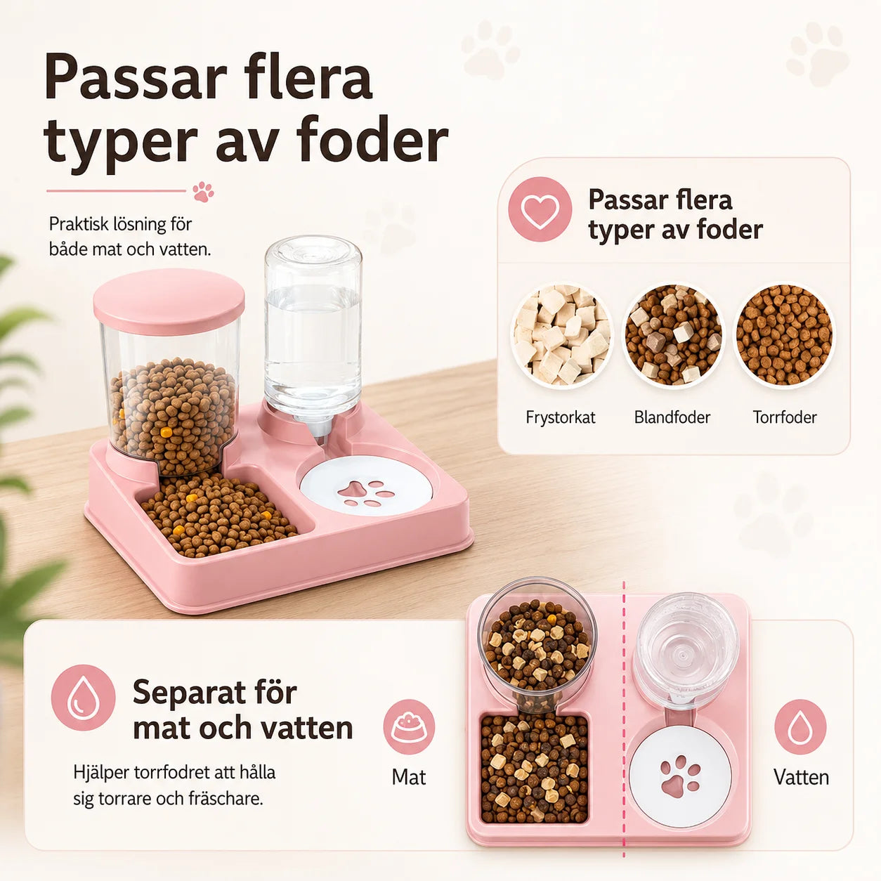 Automatisk mater og vanndispenser for katt og hund