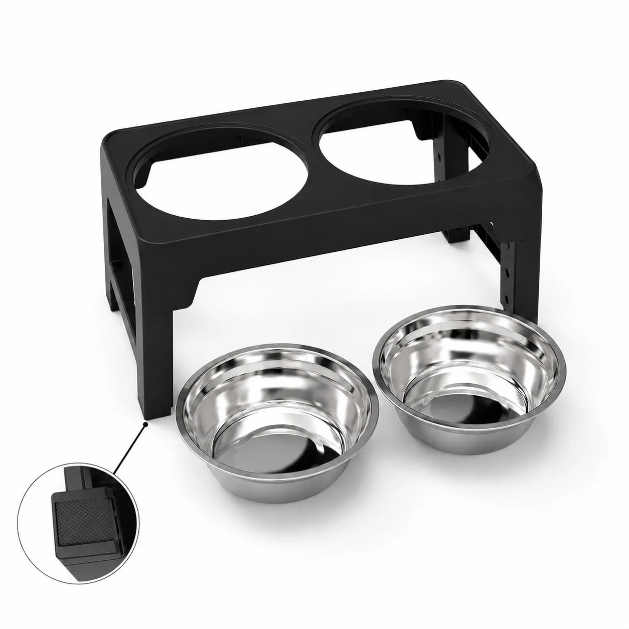 Hev og senk hundematskål med stativ