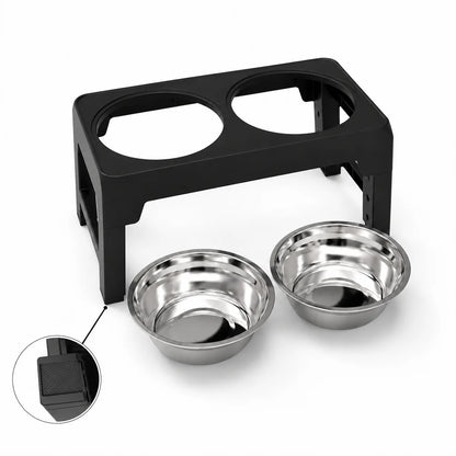 Hev og senk hundematskål med stativ