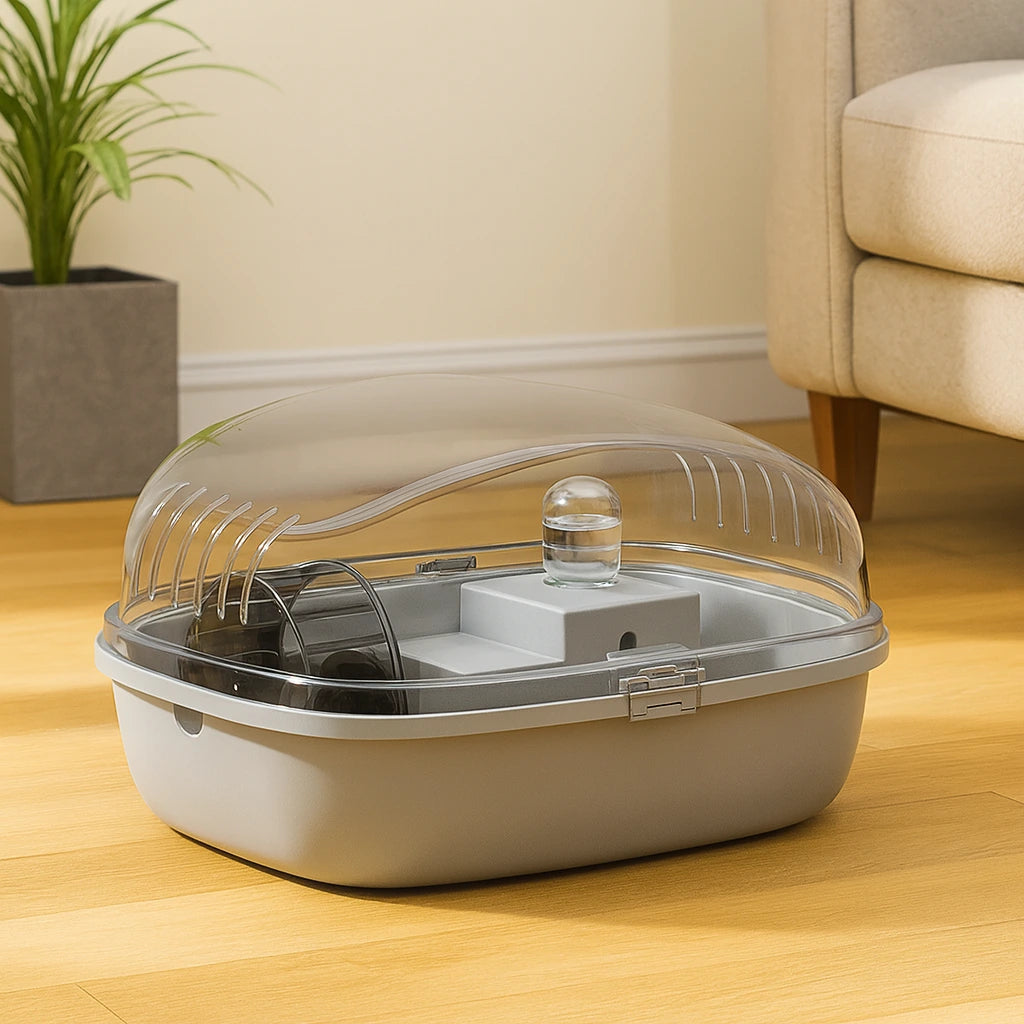 Transparent hamsterbur med hjul & tillbehör