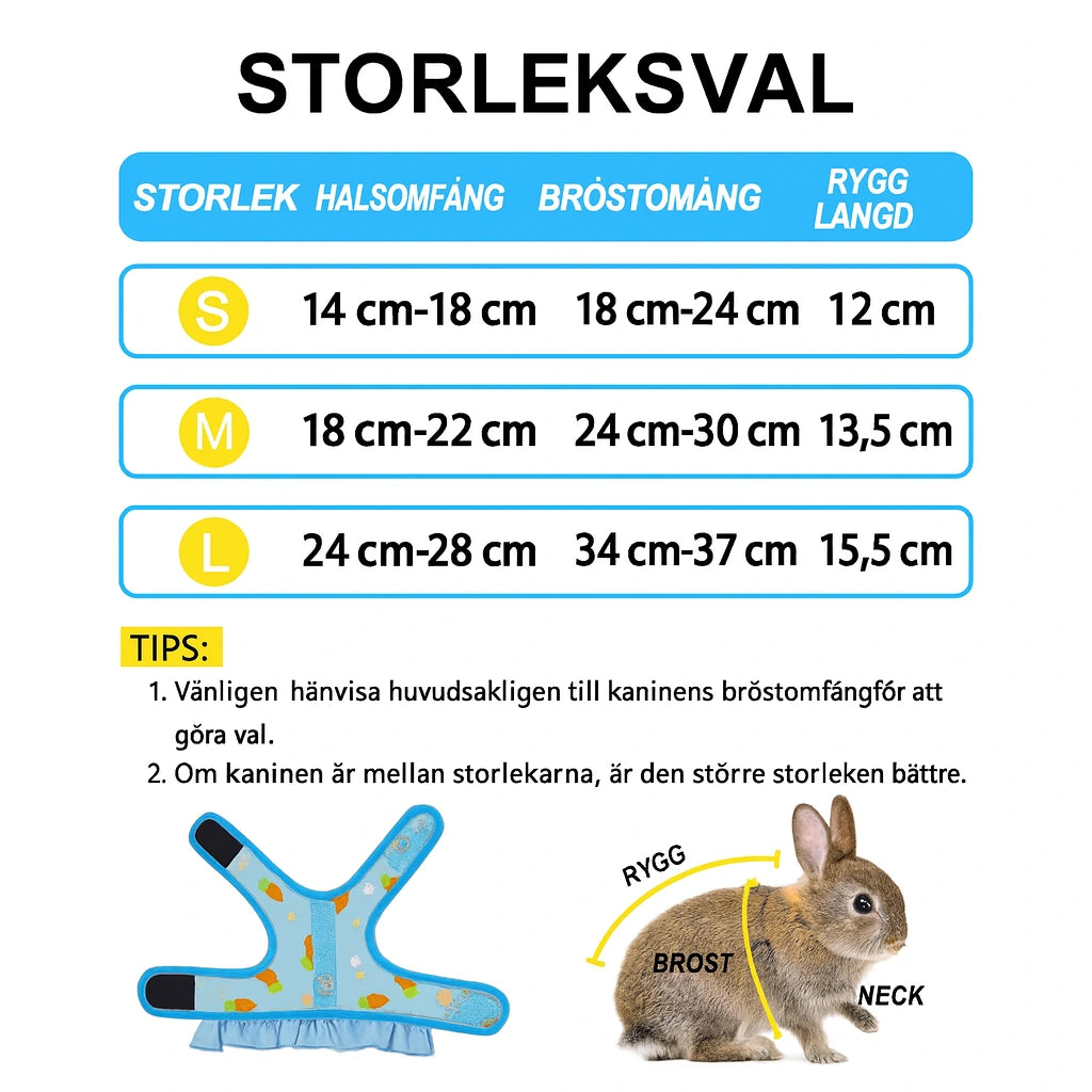 Kanins sele med koppel