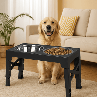 Höj- och Sänkbar Hundmatskål med Ställ