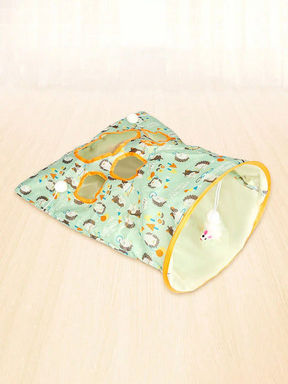 Hopfällbar Kattunnel med Kraschpapper & Hängande Leksak