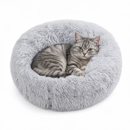 Fluffig Rund Kattbädd i Plysch – Donutbädd för Katt
