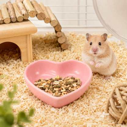 Keramisk hamsterskål hjerteformet rotteskål husholdnings chinchillaskål hamstertilbehør marsvinmatskål